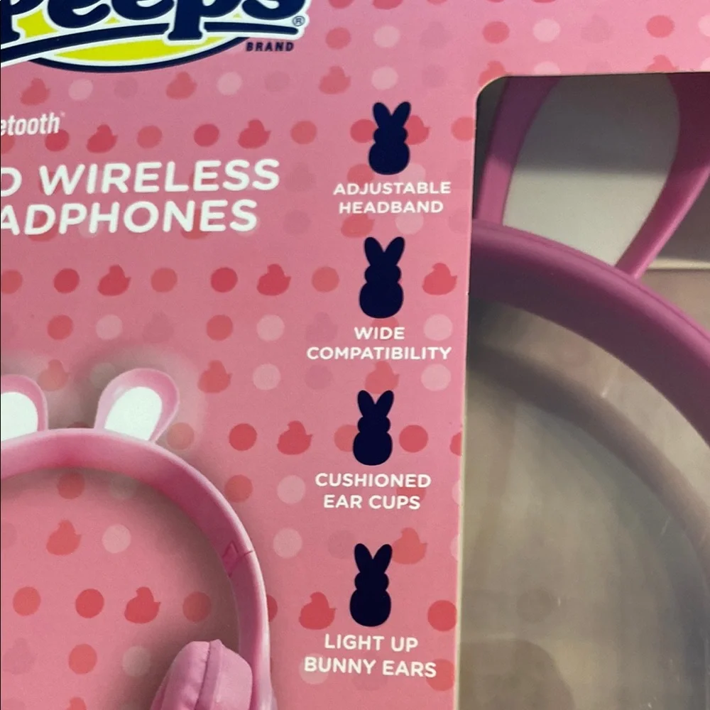Pink Bluetooth Over-Ear Headset with Bunny Design peeps